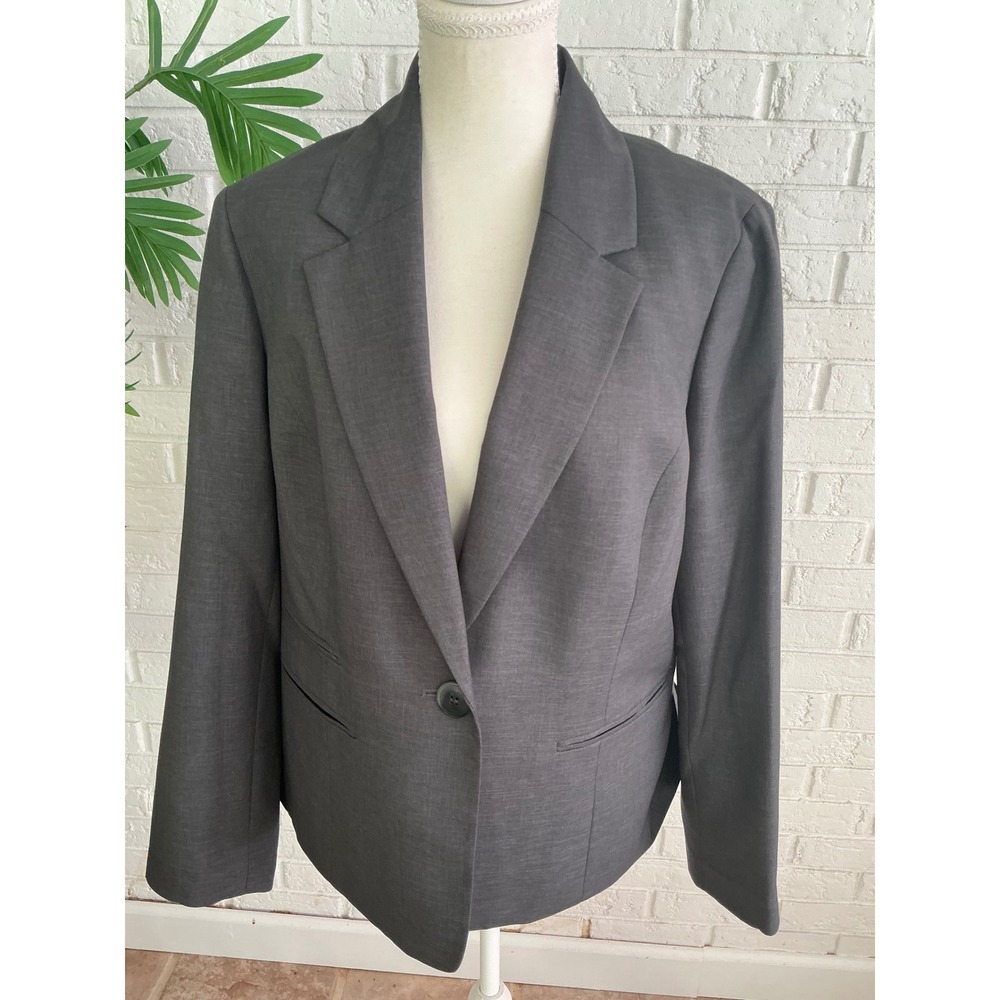 Black Label Evan-Picone Blazer Women 14 Gray Excellent Professional Jacket